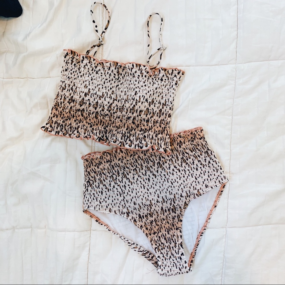 NWT Leopard Pink shirred underwire bikini